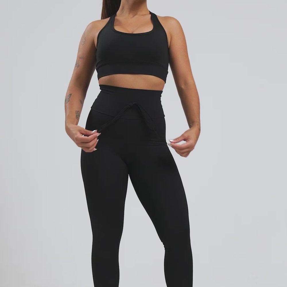 
                  
                    Carregar e reproduzir vídeo no visualizador da galeria, Legging + Top Detox Amarração Black
                  
                